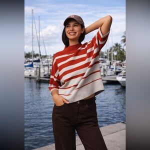 Anthropologie NWT The Carys Mock-Neck Sweater by Maeve: Short-Sleeve Edition L.